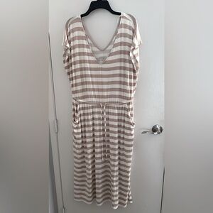Striped Beige and White Dress